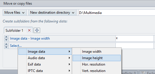 Settings for moving files