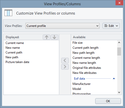 View Profiles/Columns